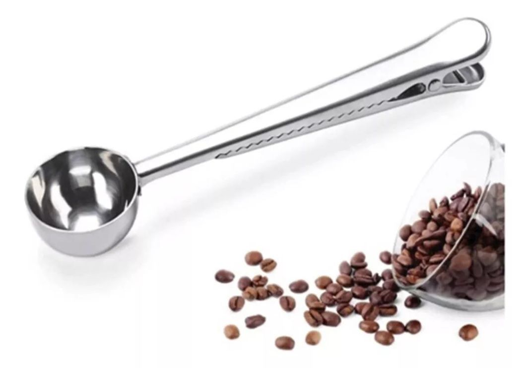 Cuchara Porcionadora Café Molido Acero Inoxidable Clip Pinza-1