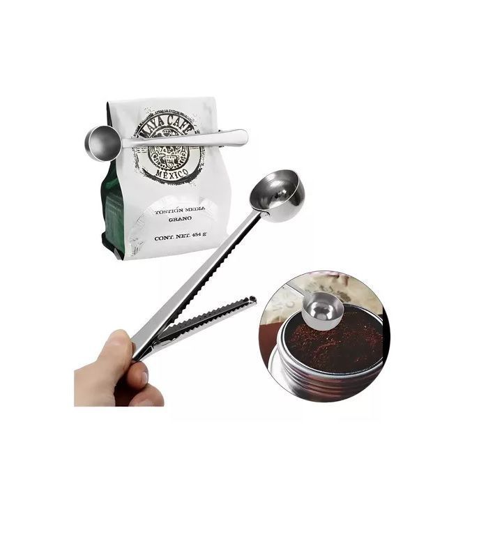 Cuchara Porcionadora Café Molido Acero Inoxidable Clip Pinza-2