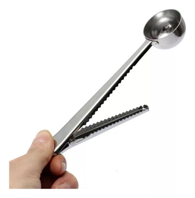 Cuchara Porcionadora Café Molido Acero Inoxidable Clip Pinza-4