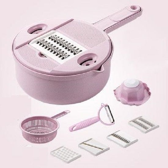 Picador Rallador Cortador Multiuso Frutas Verduras Vegetales Rosado-1