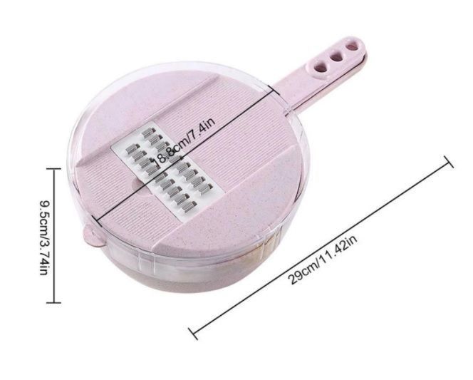 Picador Rallador Cortador Multiuso Frutas Verduras Vegetales Rosado-2