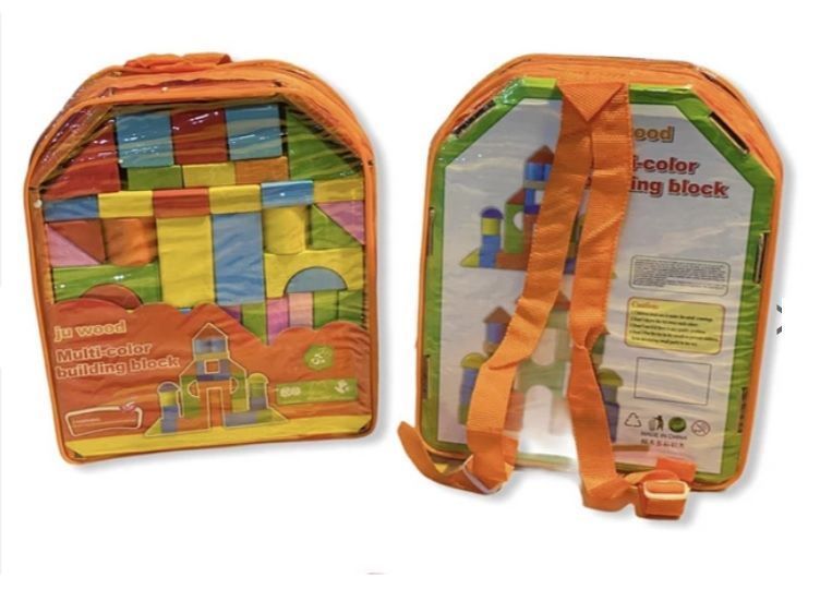 Mochila Bloques De Madera Didáctico Montessori Naranjo-2