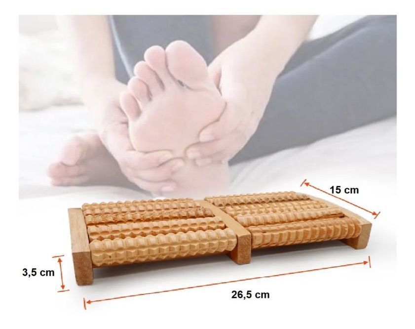 Masajeador De Pies Spa De Madera 5 Rodillos Reflexología-4