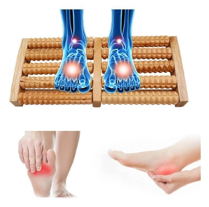 Masajeador De Pies Spa De Madera 5 Rodillos Reflexología-3