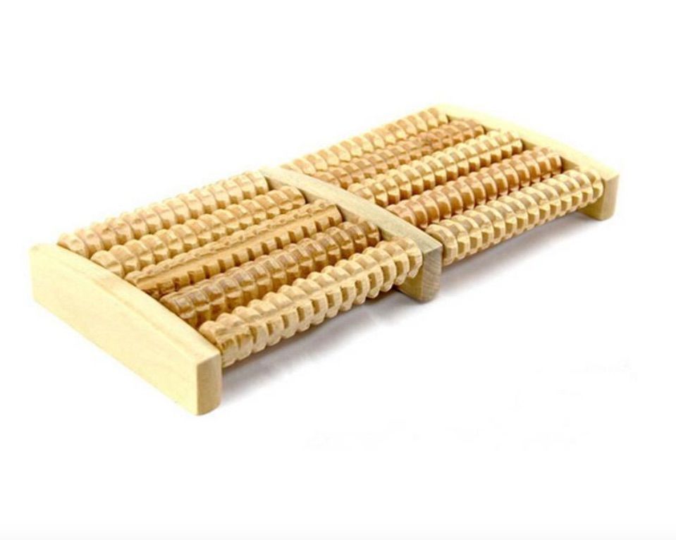 Masajeador De Pies Spa De Madera 5 Rodillos Reflexología-1