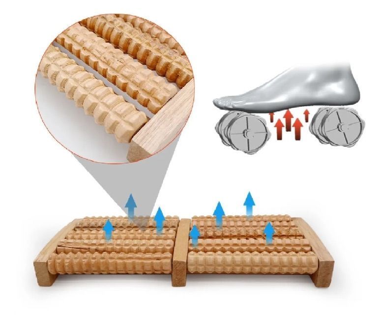 Masajeador De Pies Spa De Madera 5 Rodillos Reflexología-2