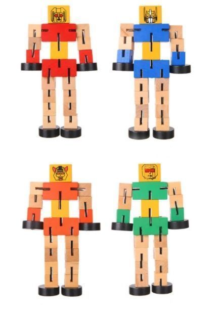 Robot Transformers Juguete Didáctico De Madera-0