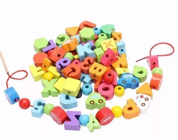  Cuentas De Madera Letras Ciudad Con Enhebrador Montessori-2