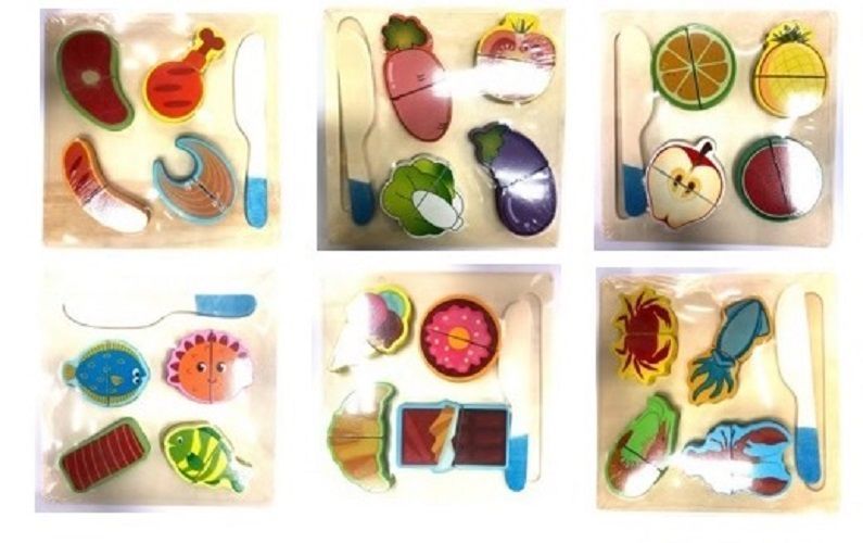 Puzzle Montessori De Madera Corte Frutas Y Verduras-2