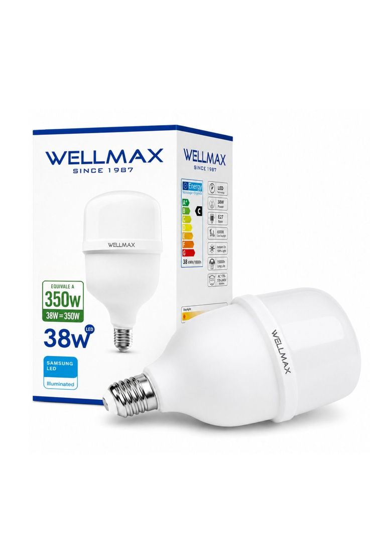 Ampolleta LED Wellmax 38W High Power Professional Line T115 Blanco