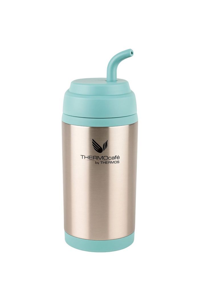 Vaso Termico MUG para Mate de Acero Inoxidable Aqua 400ML+Bombilla Verde Claro