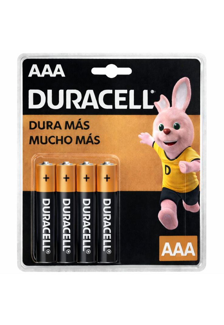 Pack de 4 Pilas Duracell AAA Blister Long Life Negro