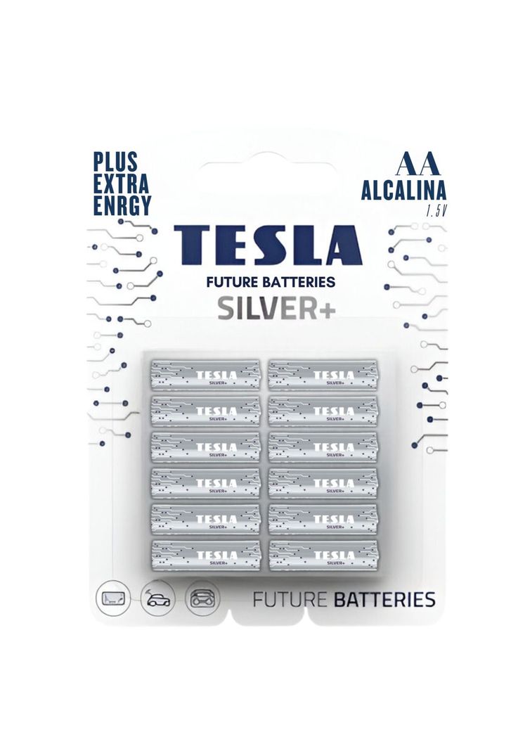 Pack 12 Pilas AA Tesla Silver+ Alkaline Plus Extra Energy-4