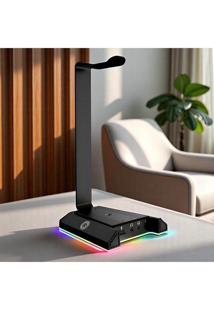 Soporte de Audífonos Full RGB Multimedia 7.1 + Puertos USB-3