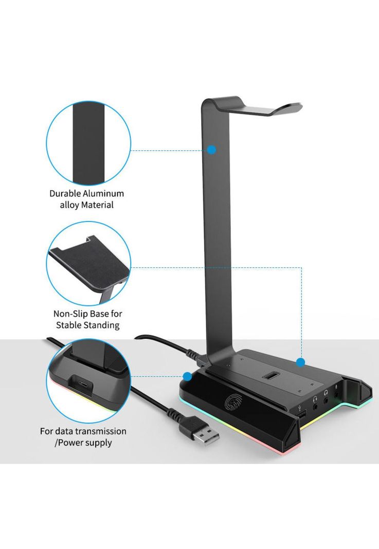 Soporte de Audífonos Full RGB Multimedia 7.1 + Puertos USB-6