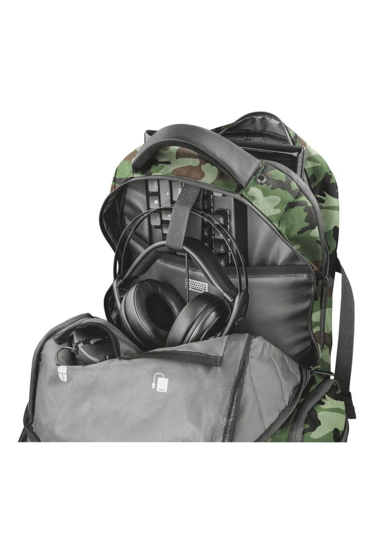 Mochila Gamer Trust Gxt 1250C Xl Kamo Military Reforzada 23868-1