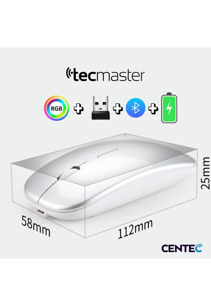 Mouse Inalámbrico Dual Bluetooth + USB 2G Recargable RGB BK-4