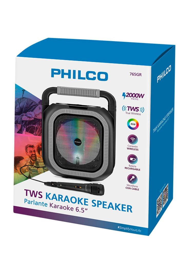 Parlante Karaoke RGB Bluetooth + Microfono + Radio FM 765GR-7