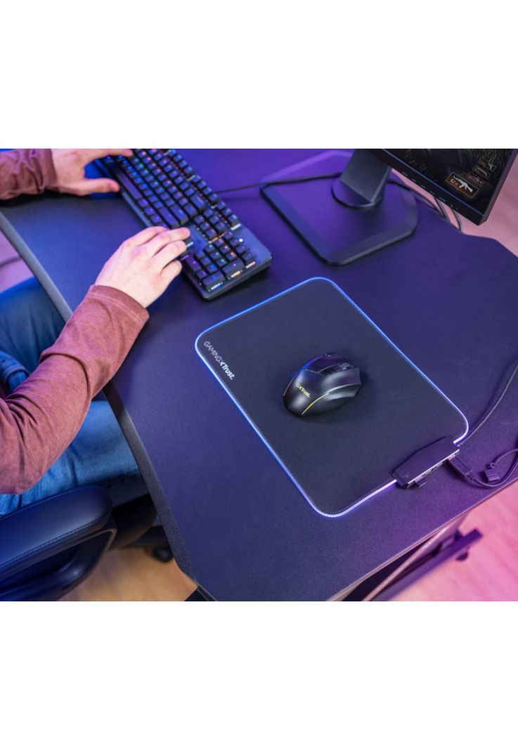Mouse Pad Gamer Trust Glide L Rgb con Hub Usb 4 Puertos-9