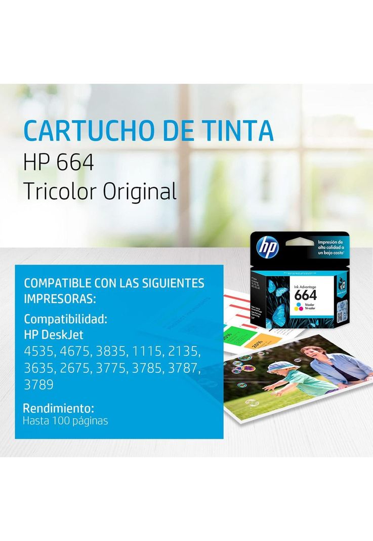 Tinta HP 664 TriColor 2ML Cartridge Original F6V28AL-3