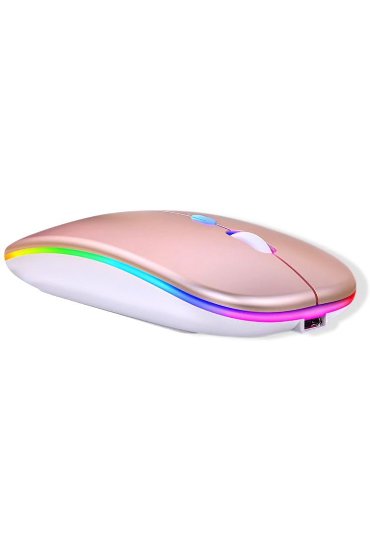 Mouse Dual Inalámbrico Rosado Recargable Bluetooth + USB 2G-1