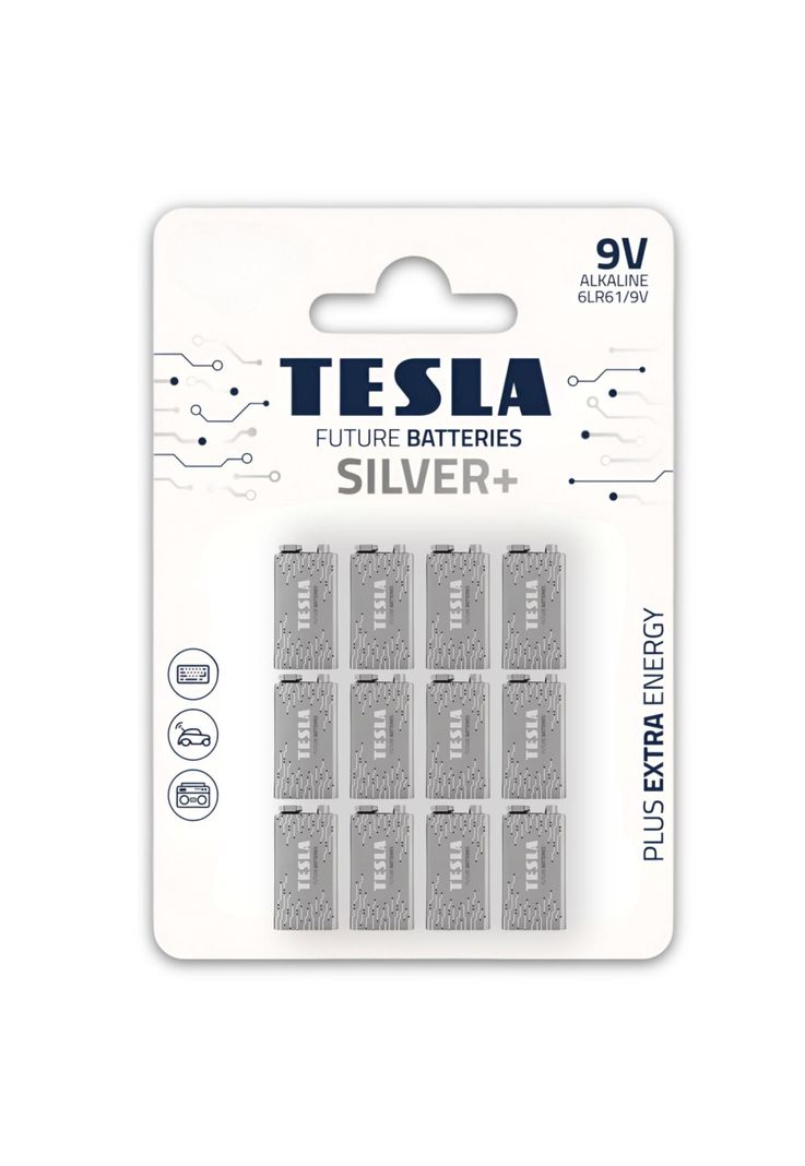Pack 12 Baterías 9V Tesla Silver+ Alcalina High Power-1