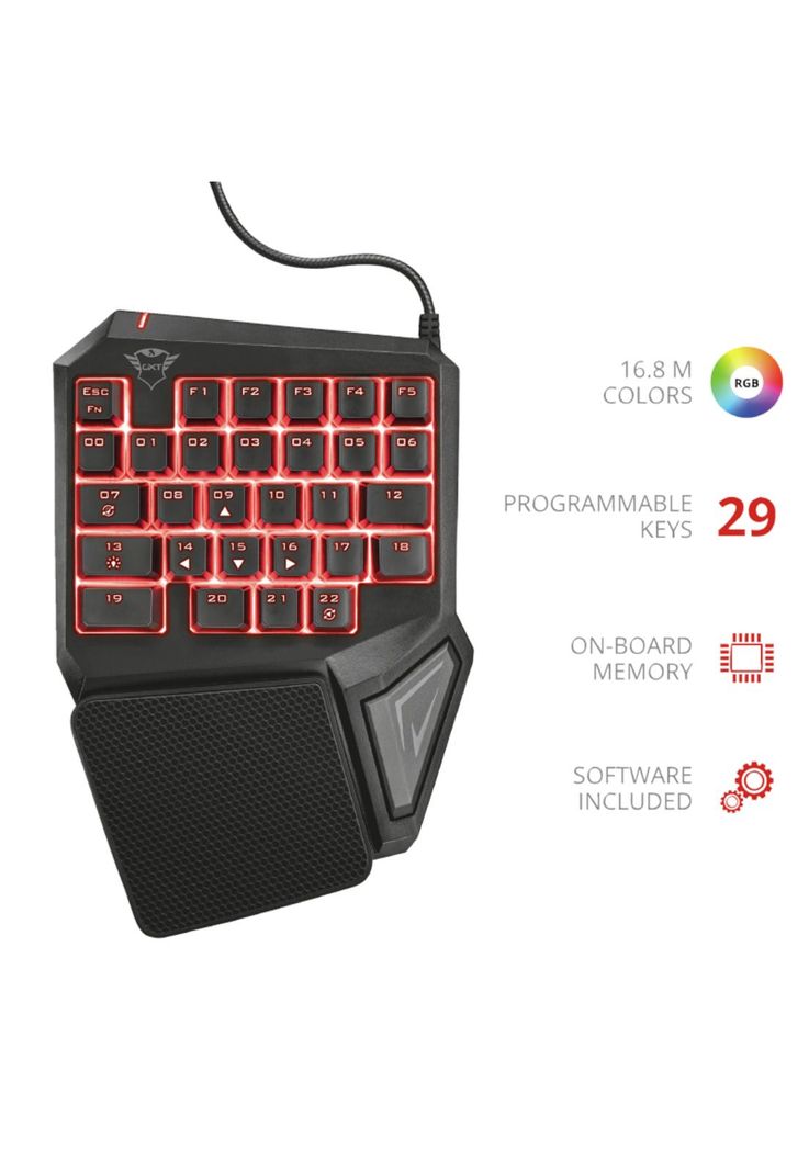 Teclado de Una Mano Anti-Ghosting Full Rgb Trust Gxt 888 Assa-3
