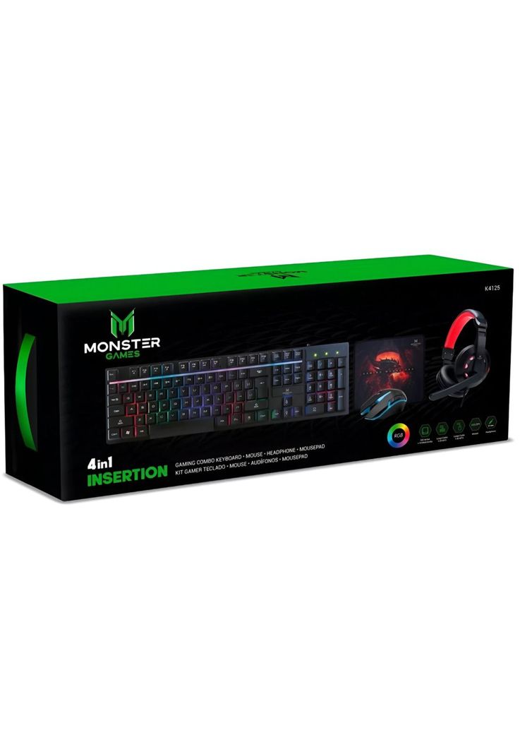 Kit Pro Gamer Mouse Teclado RGB Audifonos y Mouse Pad K4125-1