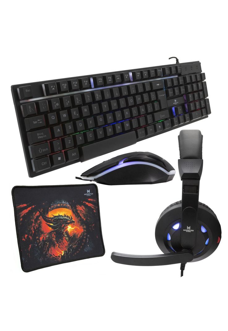 Kit Pro Gamer Mouse Teclado RGB Audifonos y Mouse Pad K4125-4