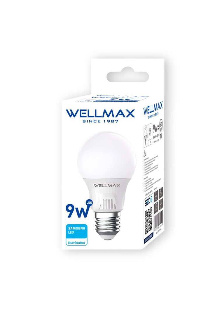Ampolleta LED Wellmax E-27 9W Luz Calida 810Lm LED Samsung-2