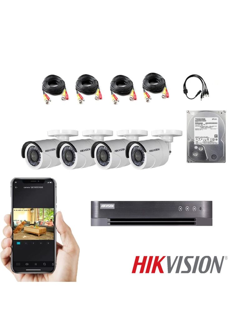 KIT DVR 4 Camaras de Seguridad HD Hikvision 1TB Full Pack-2