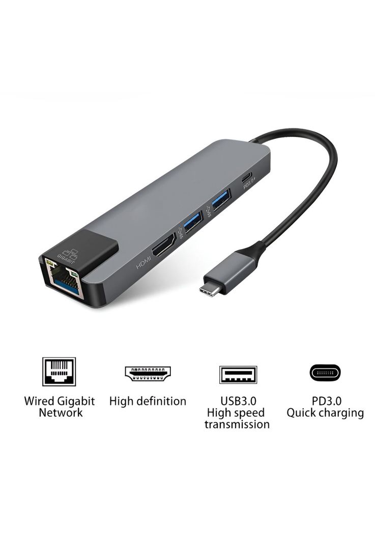 Docking Station Type-C 100W + HDMI 4K+ Ethernet+ Hub USB 3.0-2