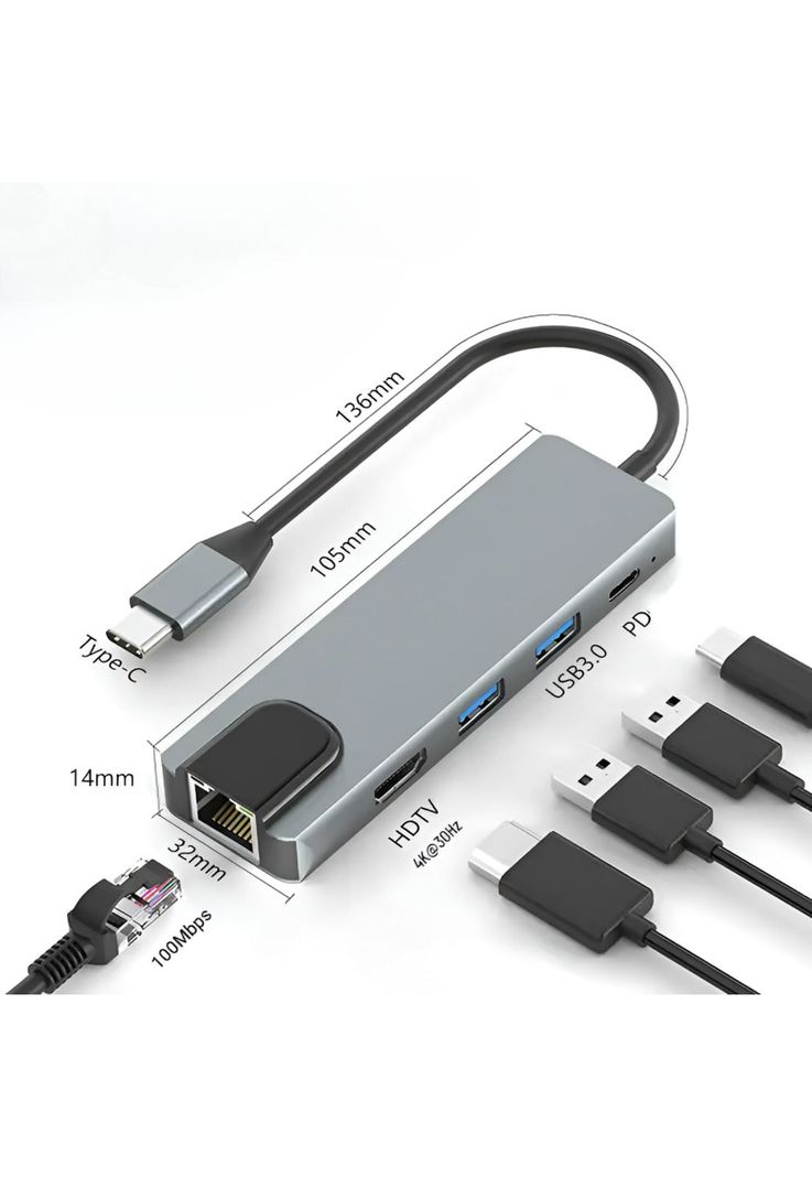 Docking Station Type-C 100W + HDMI 4K+ Ethernet+ Hub USB 3.0-9