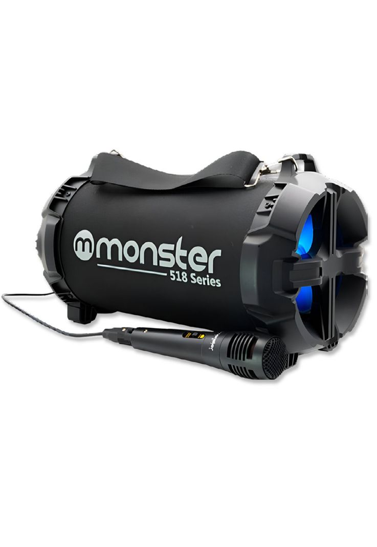 Bazuca Karaoke Monster + Micrófono 518BK Retro-iluminado RGB-3