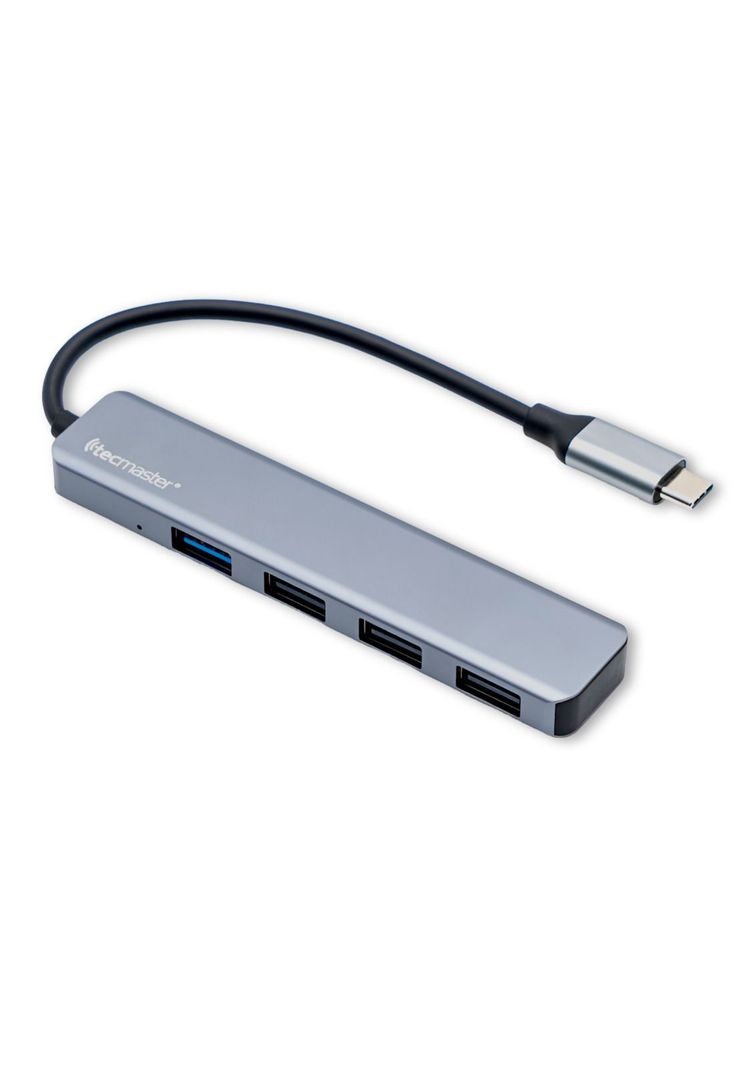 Hub USB-C 3.0 High Speed 5 Gbps Aluminium Flat 4 Puertos USB-0
