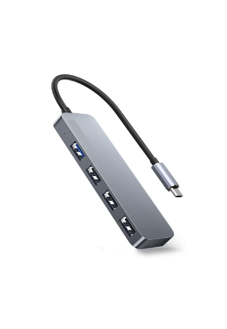 Hub USB-C 3.0 High Speed 5 Gbps Aluminium Flat 4 Puertos USB-1