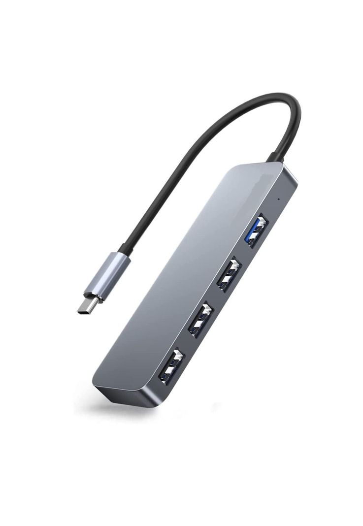 Hub USB-C 3.0 High Speed 5 Gbps Aluminium Flat 4 Puertos USB-2