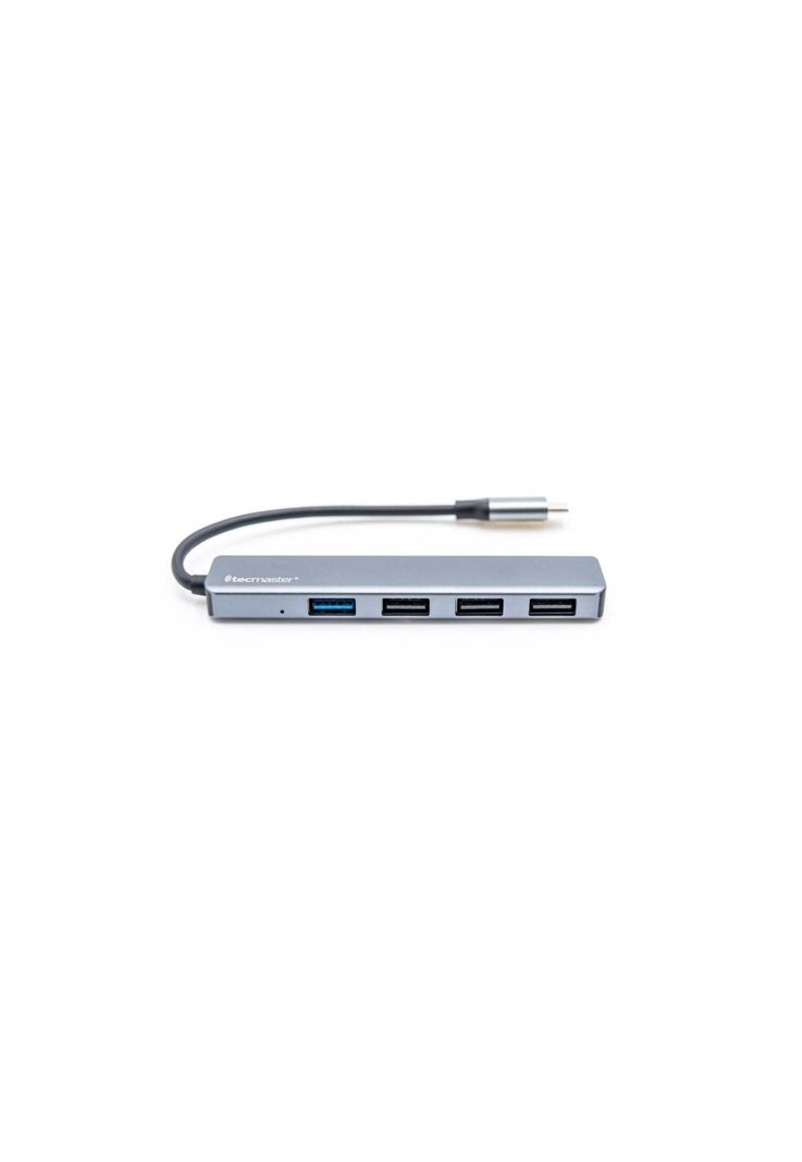 Hub USB-C 3.0 High Speed 5 Gbps Aluminium Flat 4 Puertos USB-3