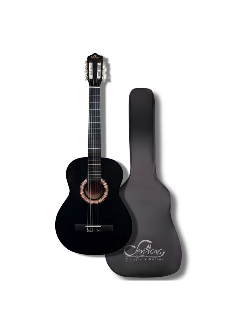 Guitarra Clásica Sevillana 39” Negro con Alma + Funda 8448-0