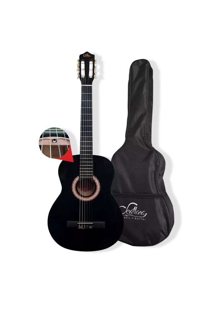 Guitarra Clásica Sevillana 39” Negro con Alma + Funda 8448-1