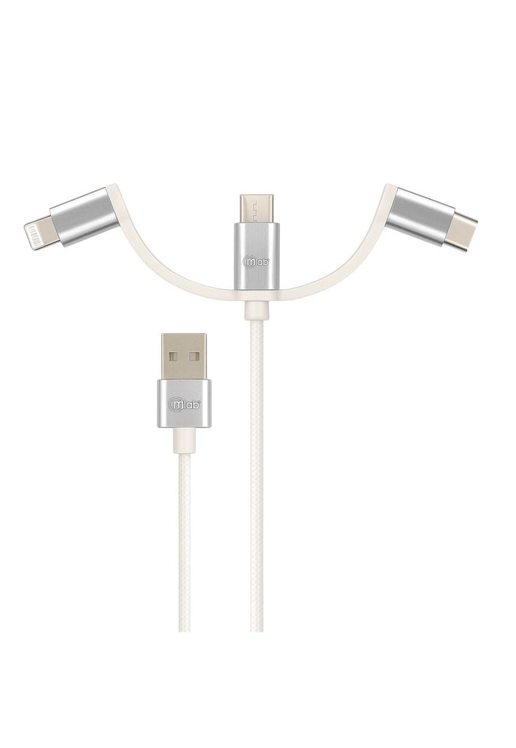 Cable 3en1 MFI Certificado para Iphone & Android Multipuerto Negro