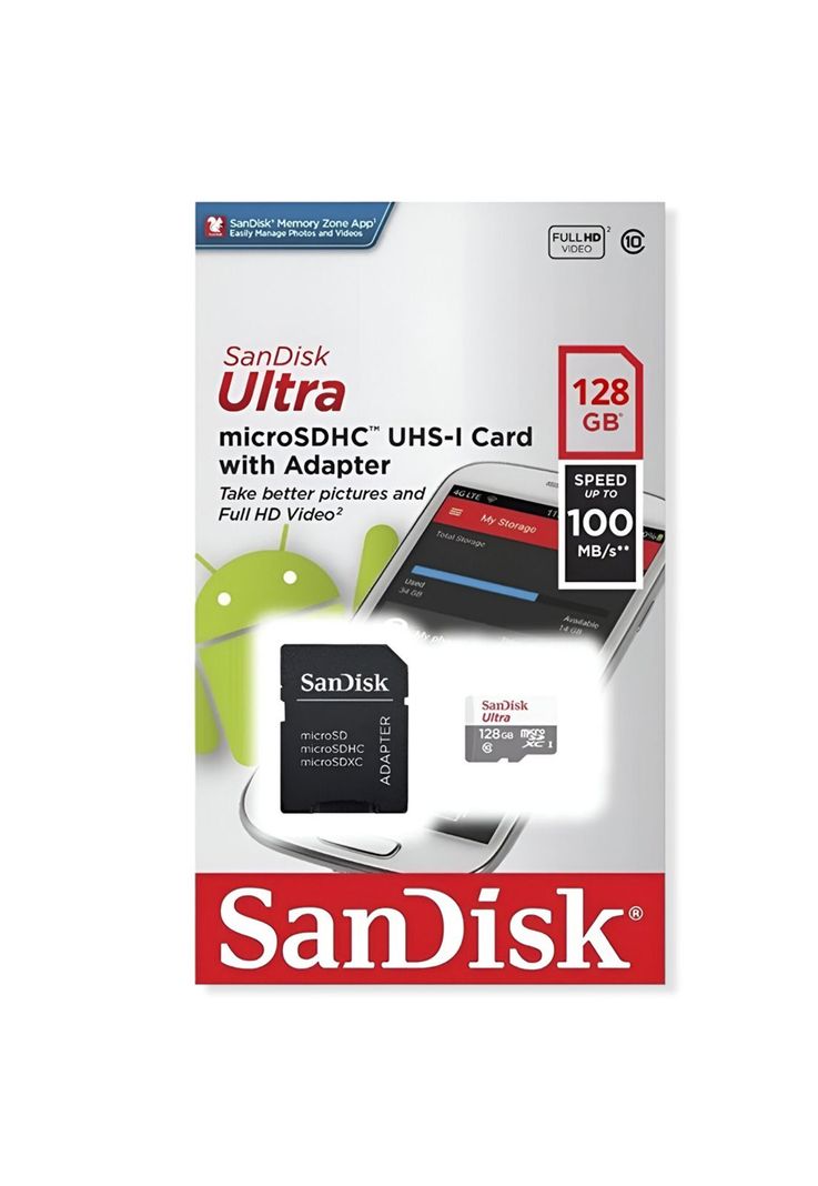 Memoria Micro SD Sandisk 128 GB 100Mbps Clase 10 Deluxe-0