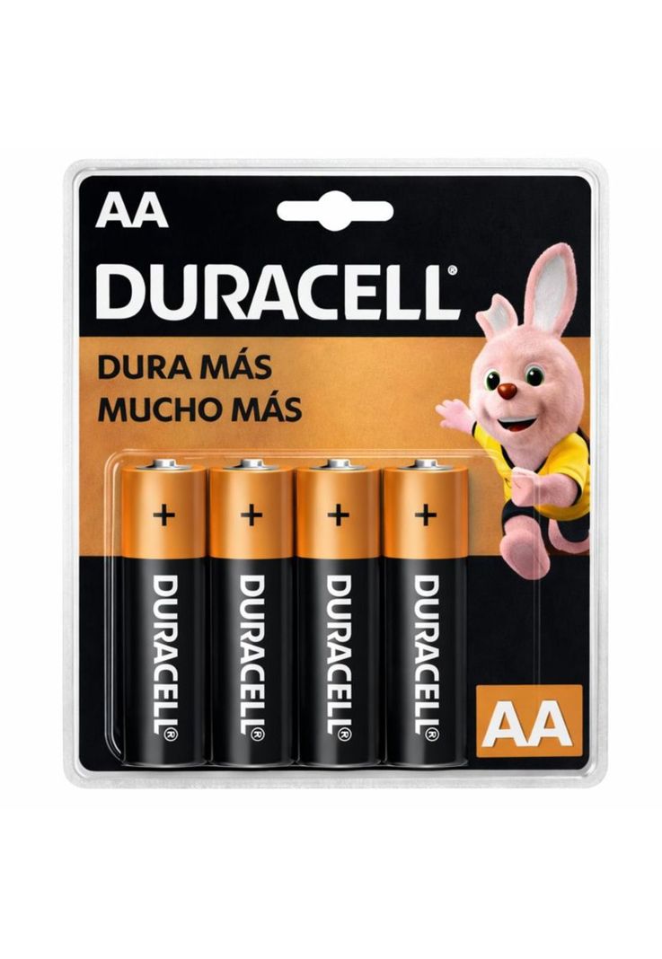 Pack de 4 Pilas Duracell AA Blister Long Life Negro