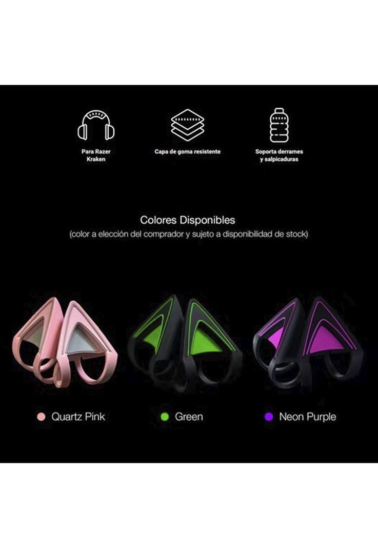 Orejas Kitty Razer Para Audifonos Kraken Neon Purple-2