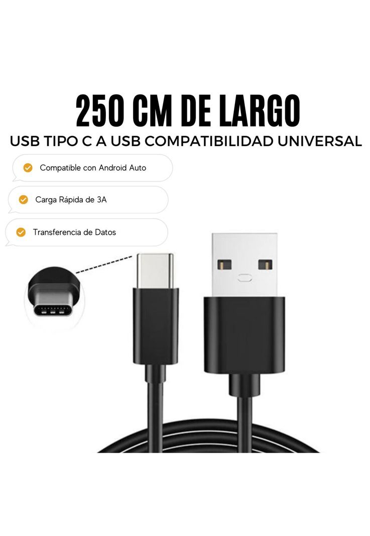Cable De Datos USB-C a USB-A Multiplataformas 2.5 Metros 3A-3
