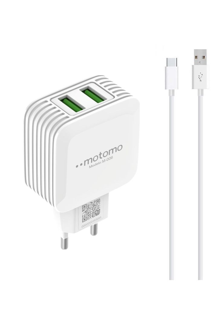 Cargador Motomo Dual USB 12W con Cable Tipo C de 1m SEC-0