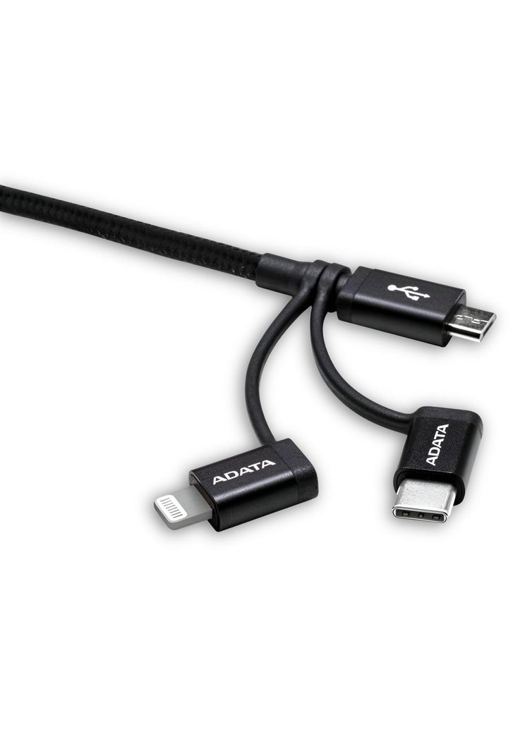 Cable USB ADATA (3en1)  USB-C + Micro USB + Lightning MFI 1M-1