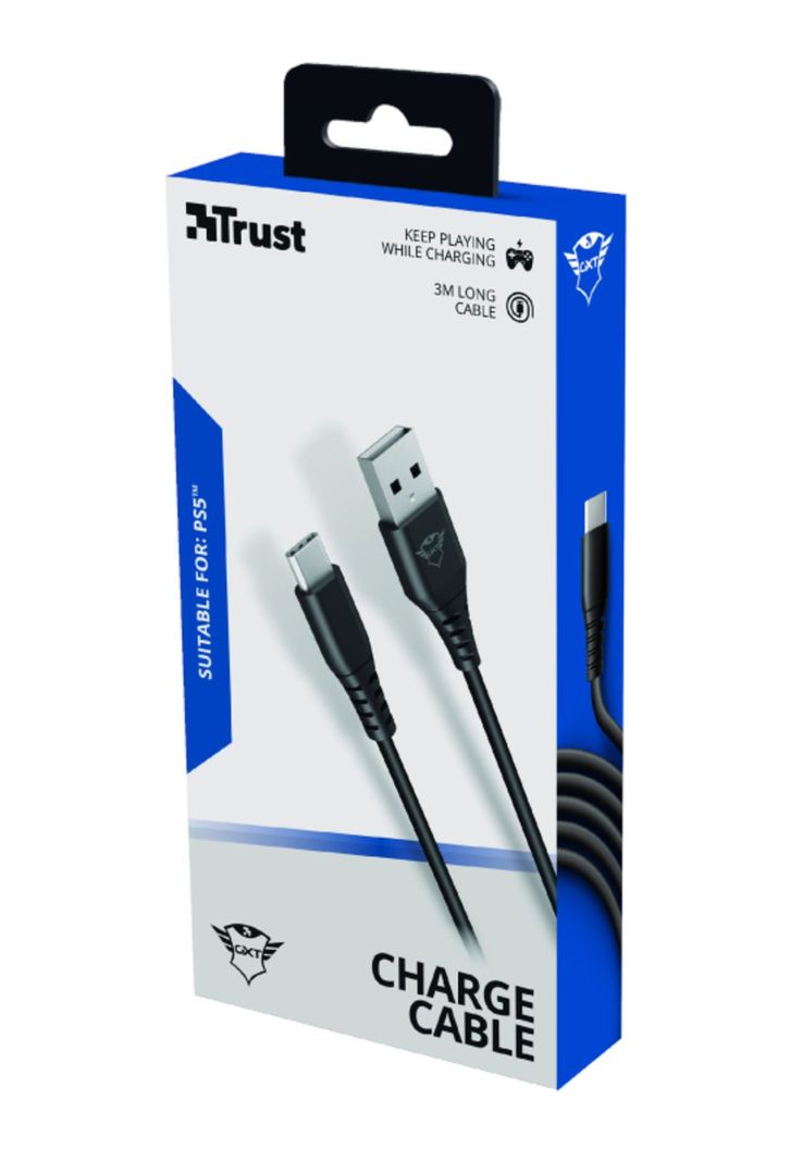 Cable De Datos Trust Type-C a USB para PS5 Carga Rápida 3M-1