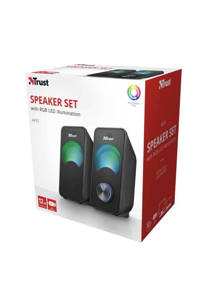 Parlantes USB con Luces RGB de 12W de Escritorio Trust Arys-9