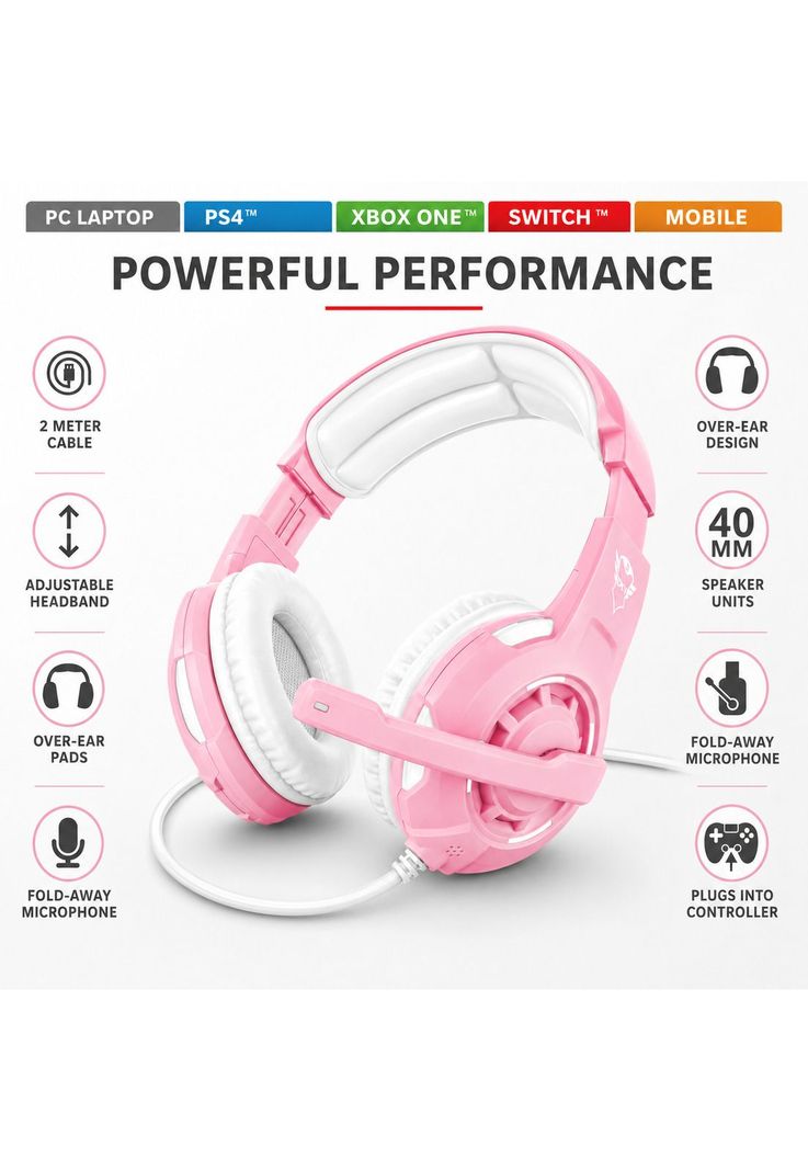 Audifonos Gamer Rosados Trust Radius Gxt 310 Multiplataformas